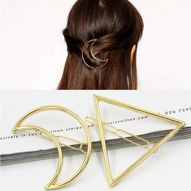 2017 New Hairpins Triangle Moon Hair Pin Jewelry Lip Round Hair Clip For Women Barrettes Head Accessories Bijoux De TeteHeadwear