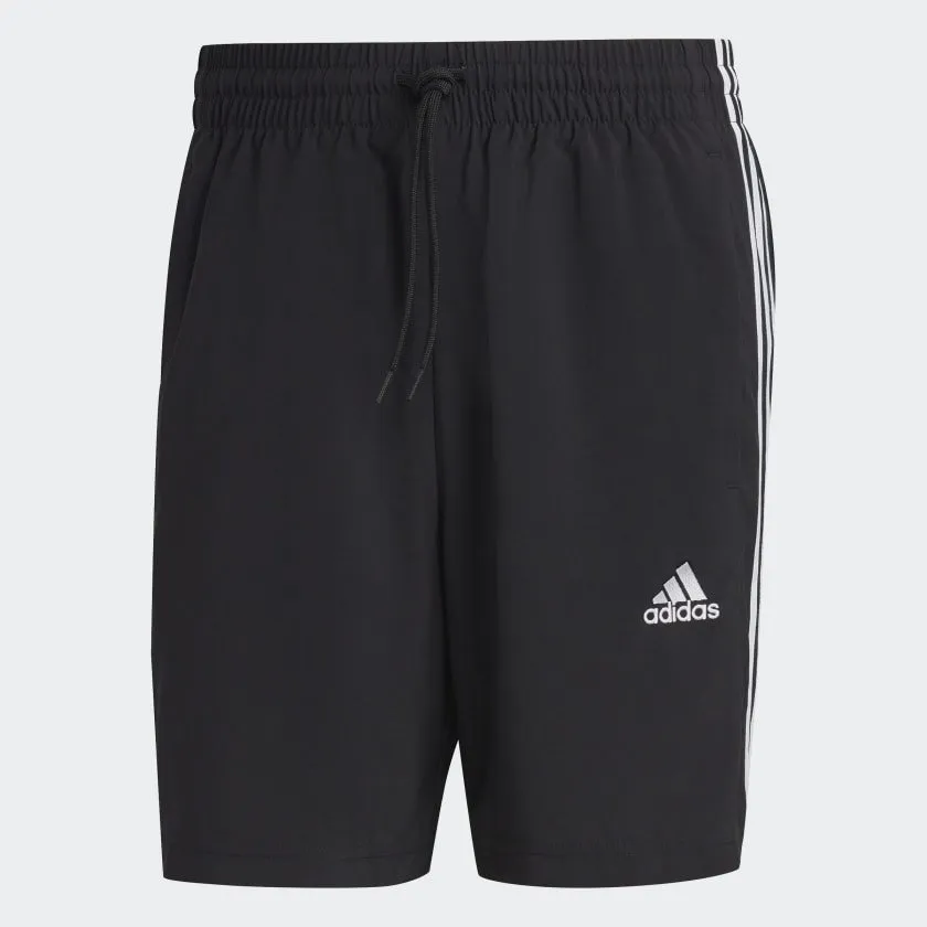 ADIDAS MEN'S AEROREADY ESSENTIALS CHELSEA 3-STRIPES BLACK SHORTS