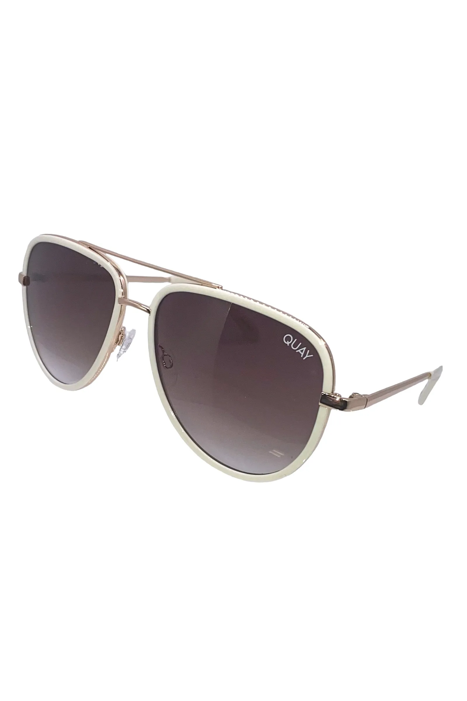 All In Sunglasses - White/Brown | Quay - FINAL SALE