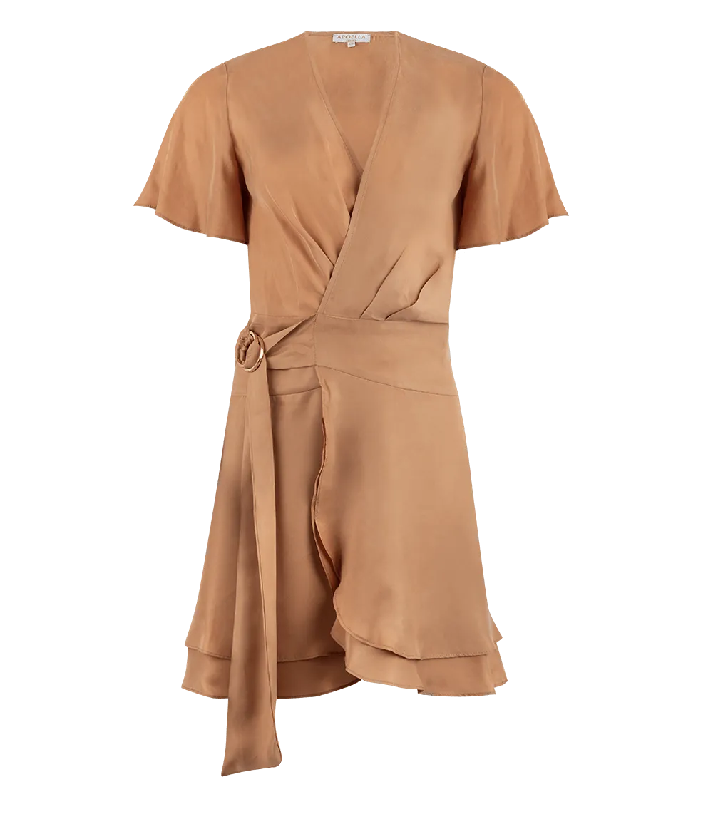 Amanda Short Wrap Dress Nude