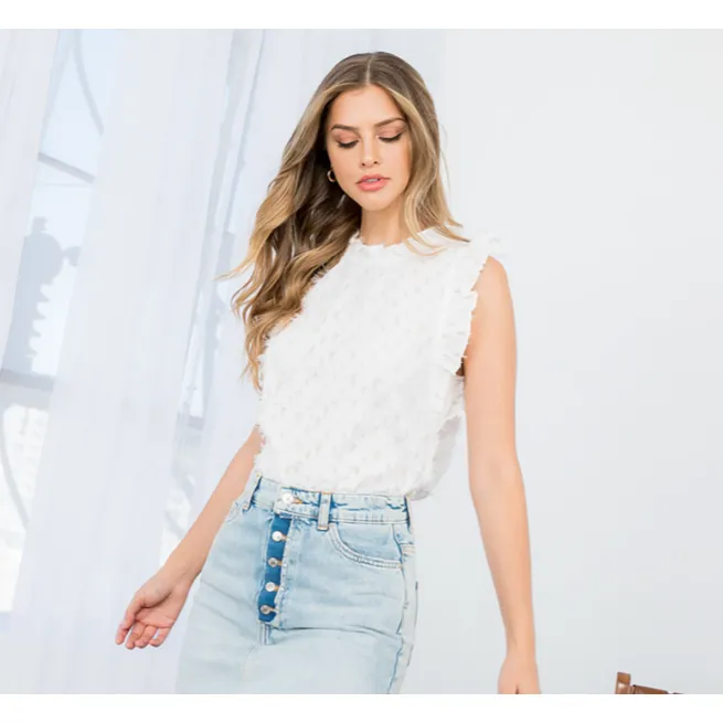 Amanda THML Ruffle Sleeve Fringe Top- SALE