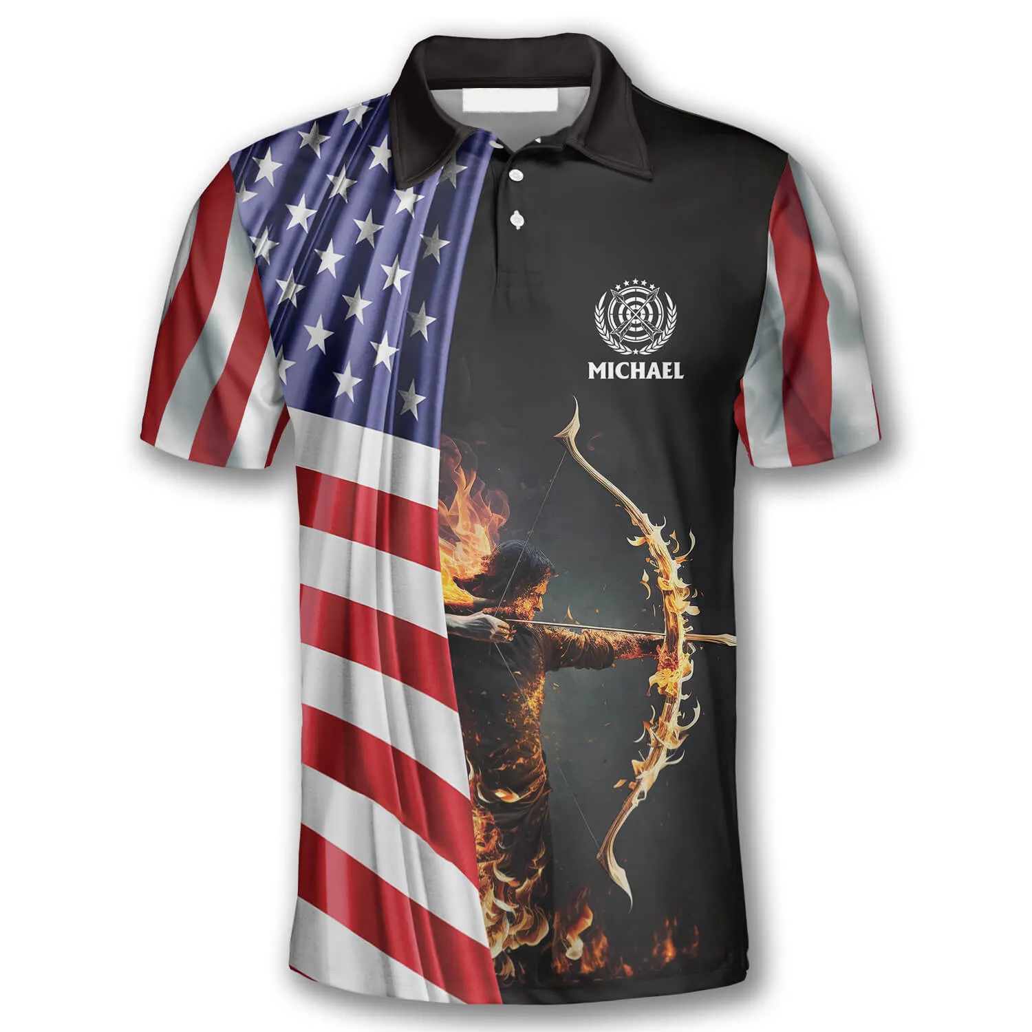 Archery Patriots Archer Custom Archery Polo Shirts For Men, Flag American Archery Shirt