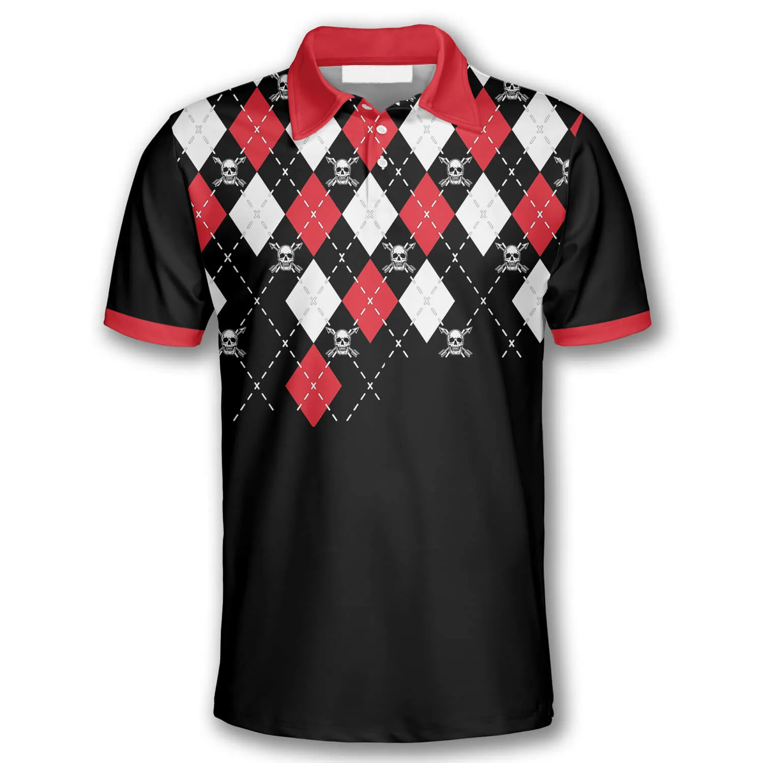 Archery Skull Arrow Argyle Pattern Custom Archery Shirts for Men, Idea Gift for Archery Lover