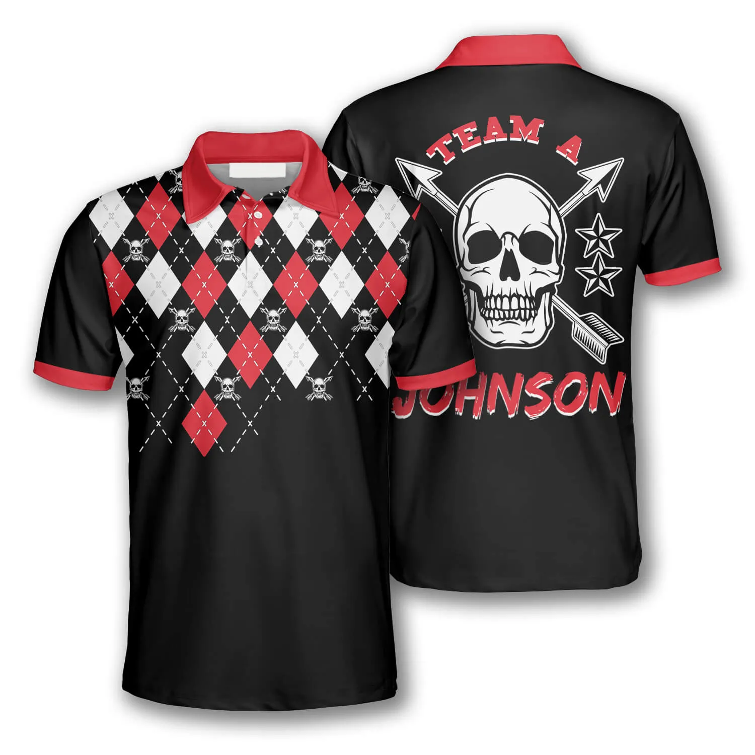 Archery Skull Arrow Argyle Pattern Custom Archery Shirts for Men, Idea Gift for Archery Lover