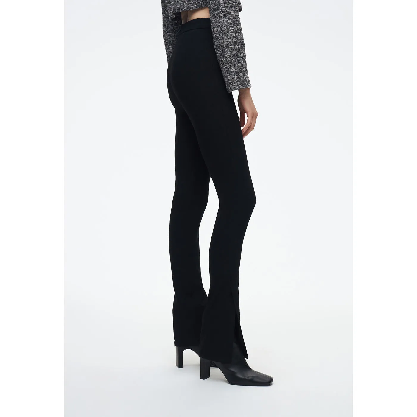 Black High Rise Contour Leggings with Slits