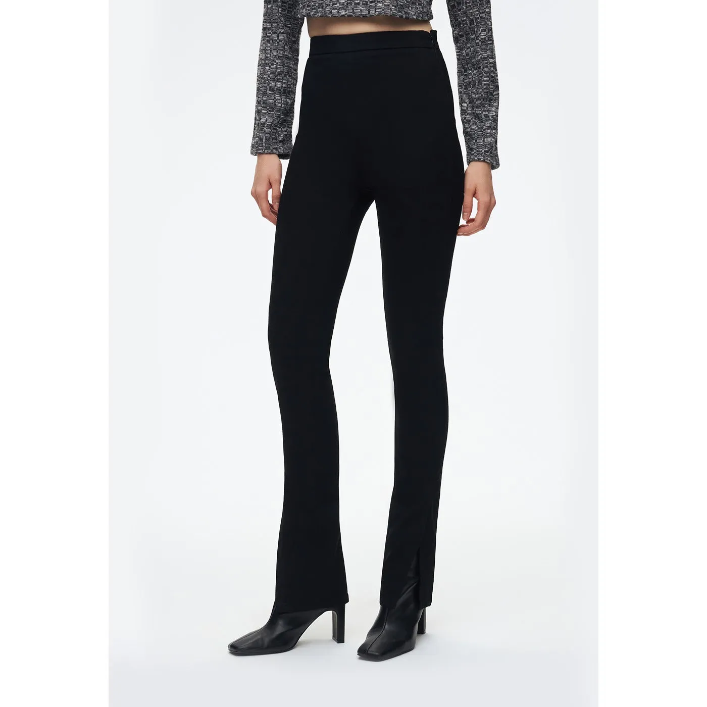 Black High Rise Contour Leggings with Slits