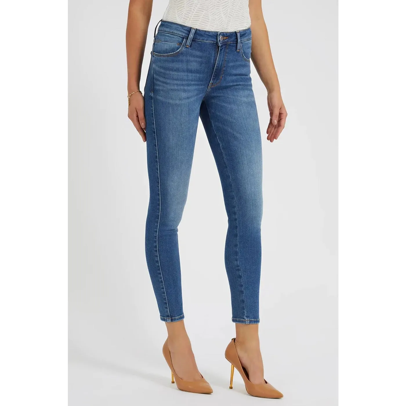 Blue Mid Rise Curvy Skinny Jeans