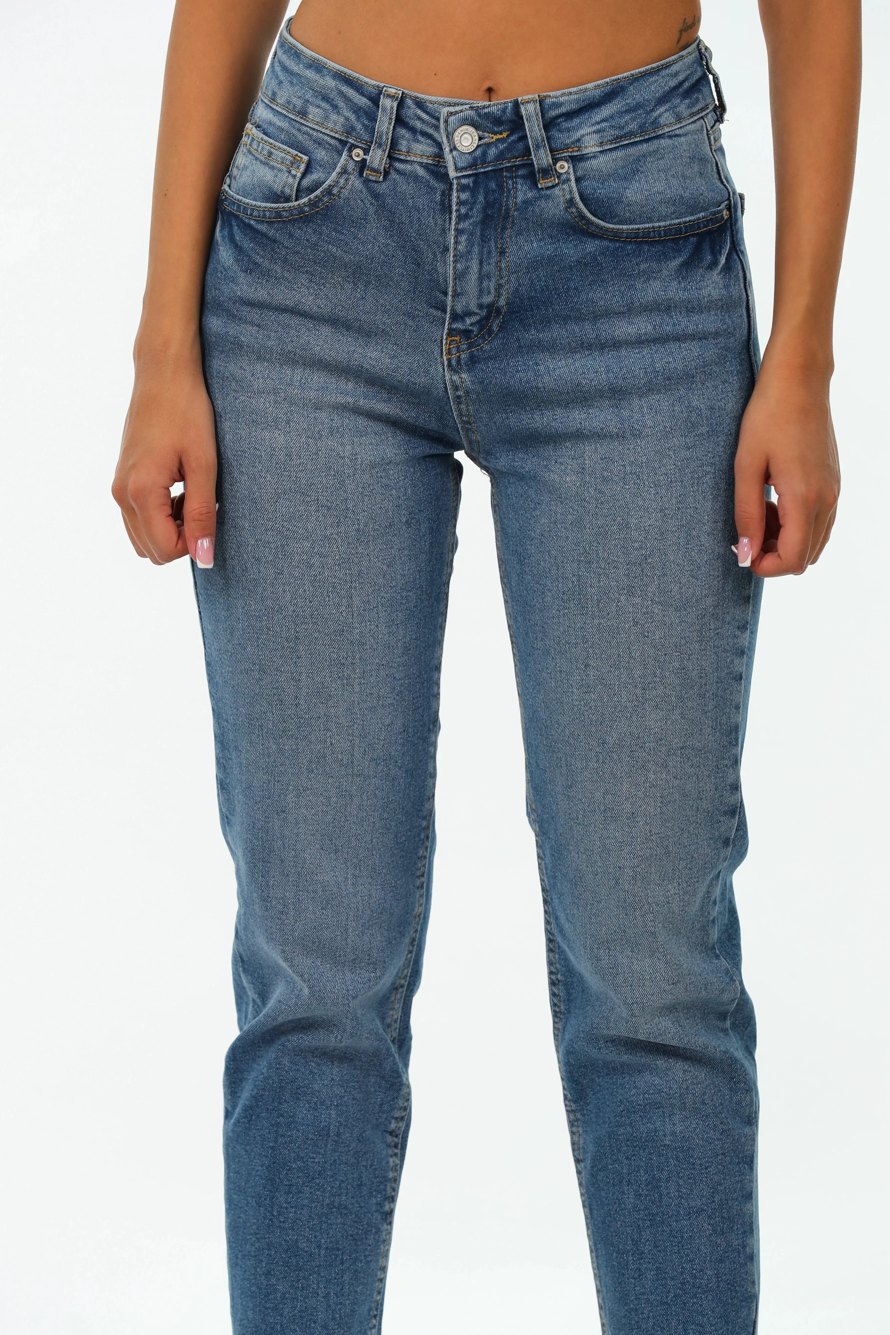 Blue Mom Slim Fit Plain Jeans