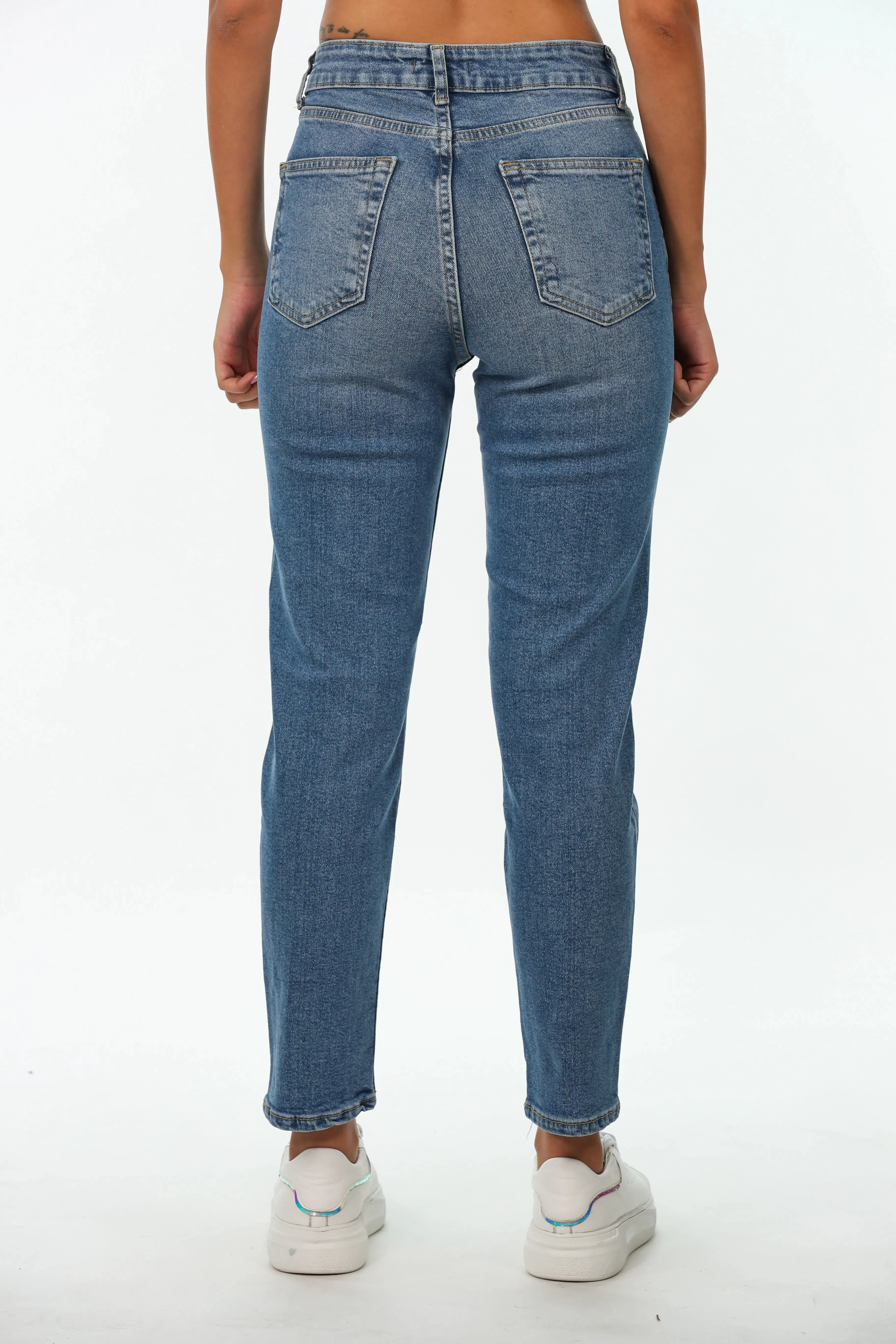 Blue Mom Slim Fit Plain Jeans