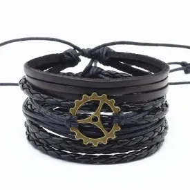 Bronze Alloy Charm Leather Bracelet