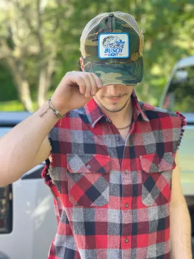 Busch Light Fishing Hat- Distressed Camo Snapback