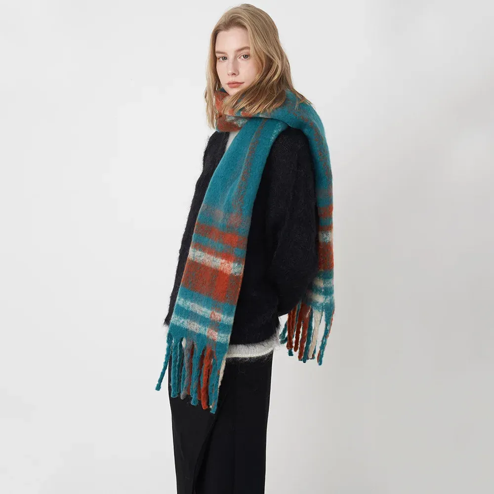 Cashmere Plaid Scarf with Tassel Detail