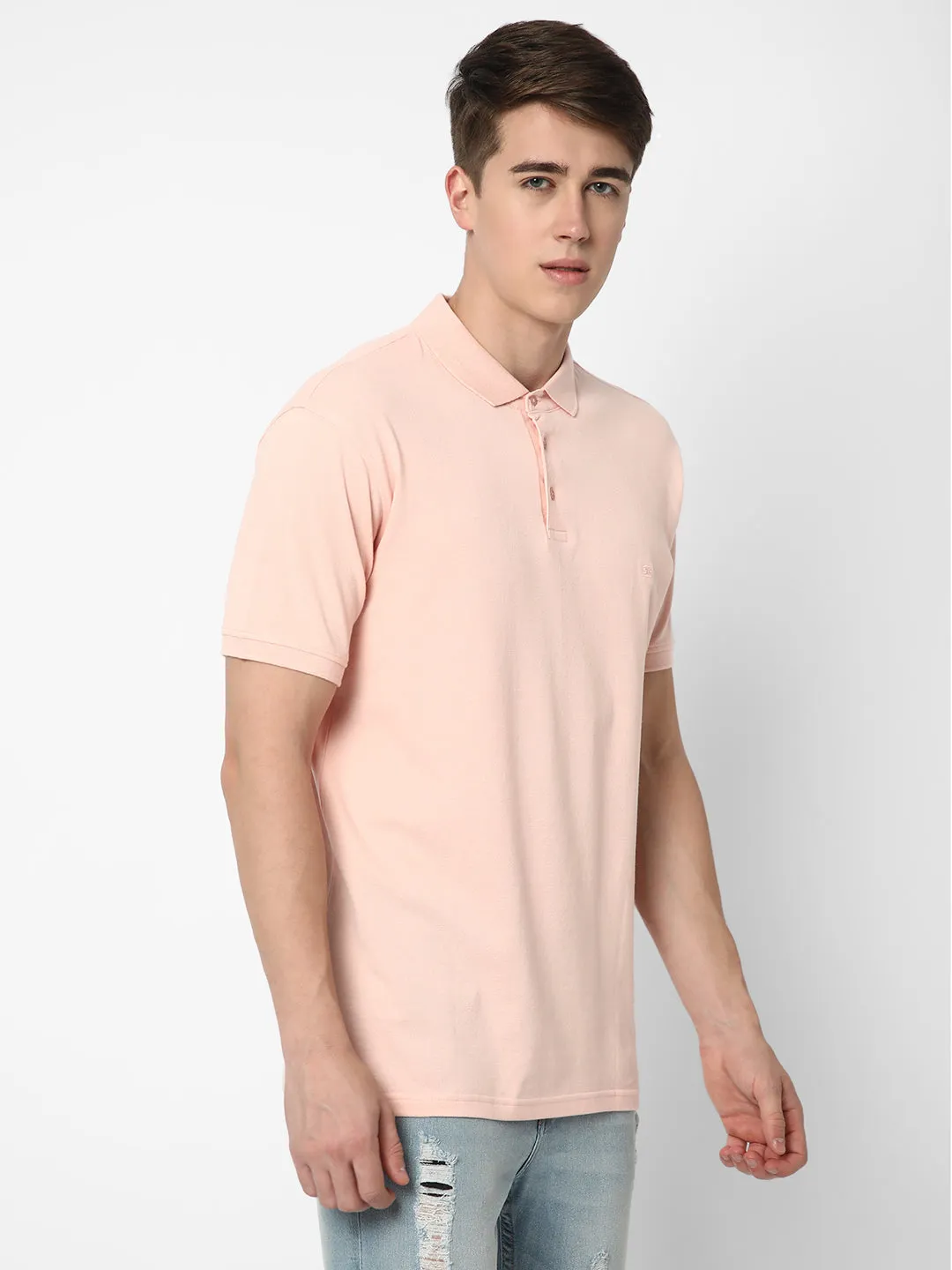 Cotstyle Cotton Fabrics Polo Short Length Plain Half Sleeve Casual & Daily Wear Men's T Shirts - Pack of 1 - Imp Pink Colour