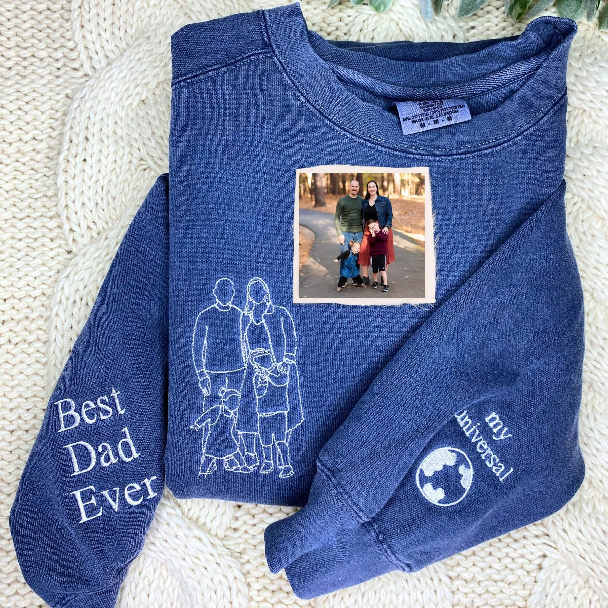 Daddy Sweatshirt or Hoodie, Embroidered Gift for Daddy with Photo Portrairt