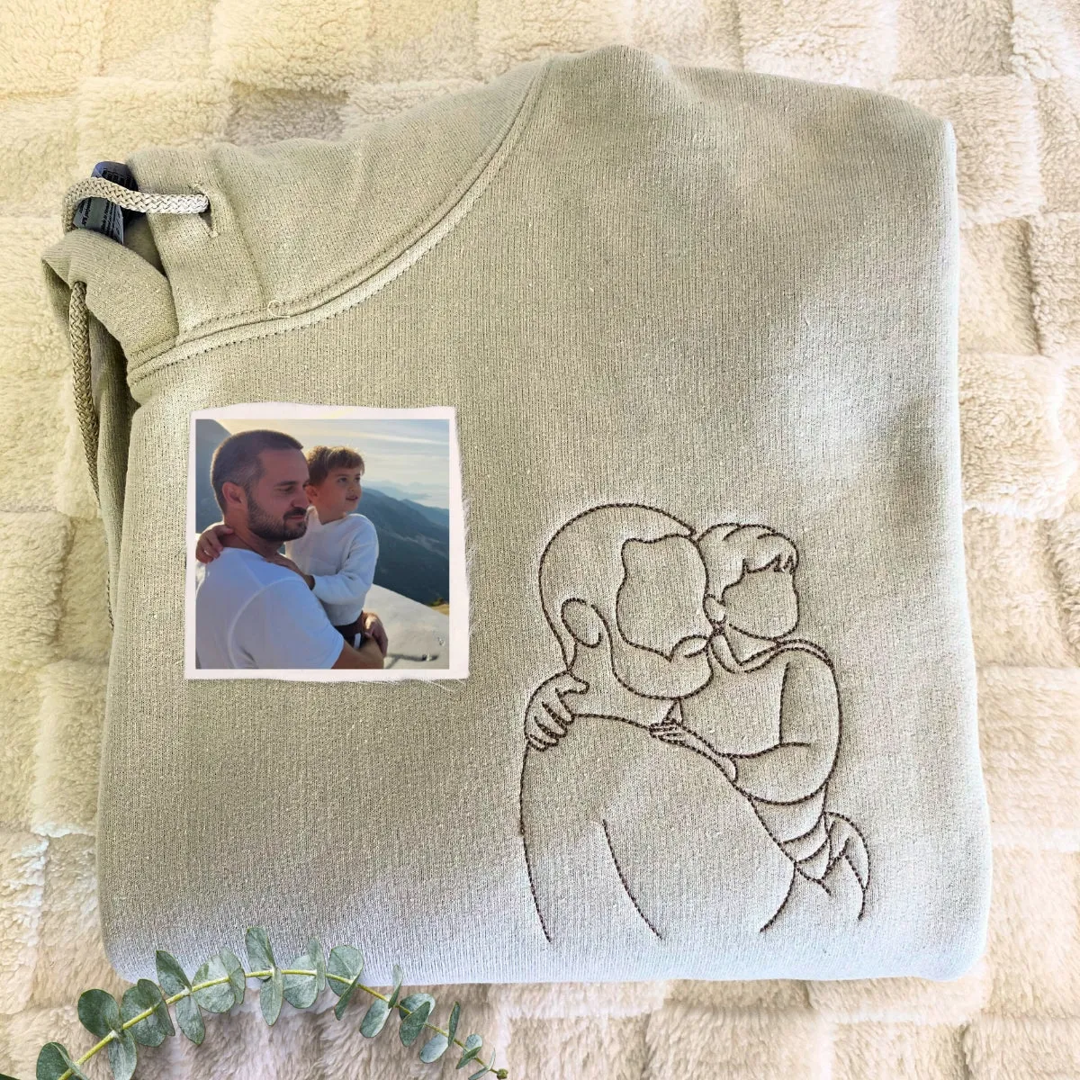 Daddy Sweatshirt or Hoodie, Embroidered Gift for Daddy with Photo Portrairt