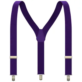 Dark Purple Slim Suspenders for Men & Women Boys & Girls Y-back Shape 1 inch wide