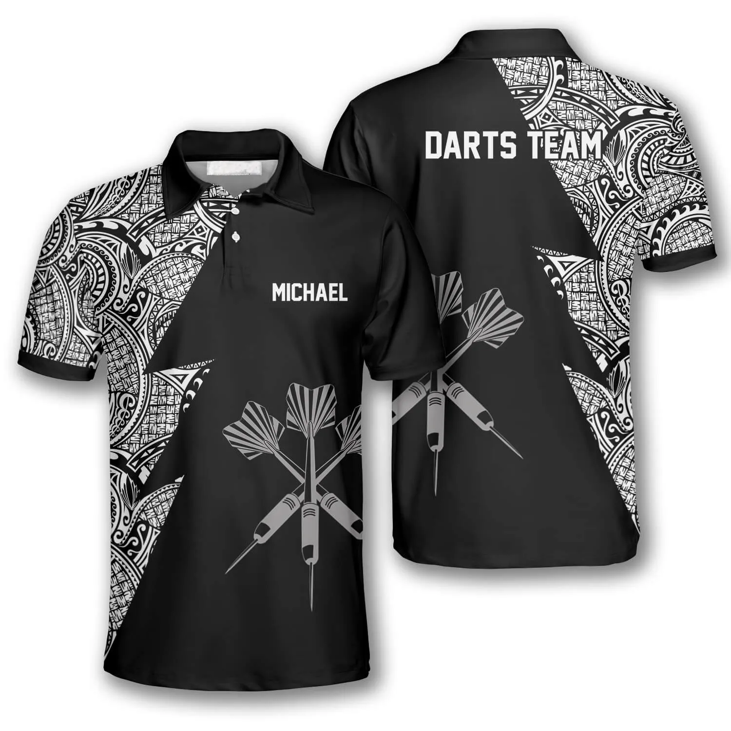 Dart Arrows Tribal Black White Custom Darts Shirts for Men, Gift for Birthday Dart Player