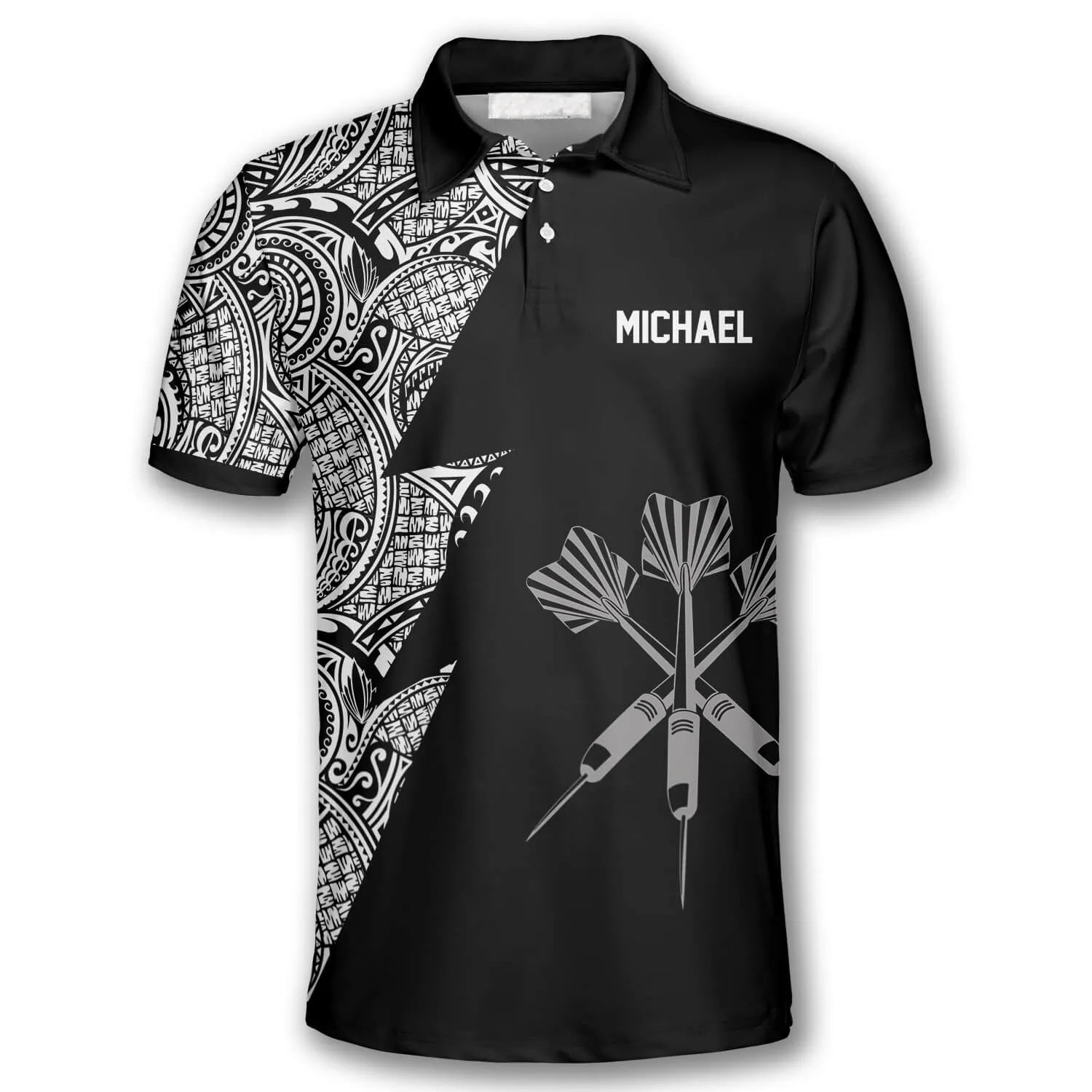 Dart Arrows Tribal Black White Custom Darts Shirts for Men, Gift for Birthday Dart Player