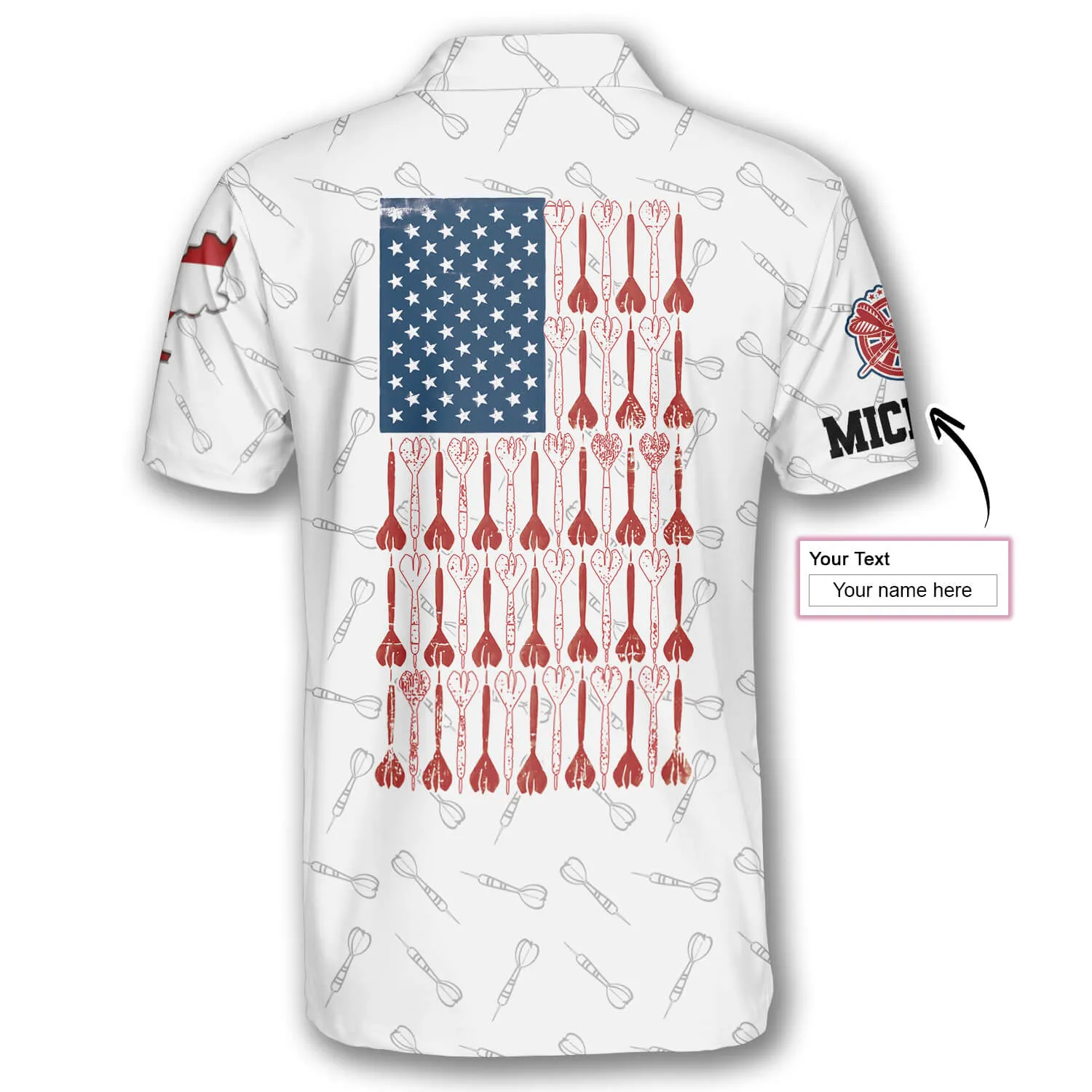 Darts Patriotic USA Flag White Custom Darts Shirts, US Flag 3D Shirt, Dart Shirt