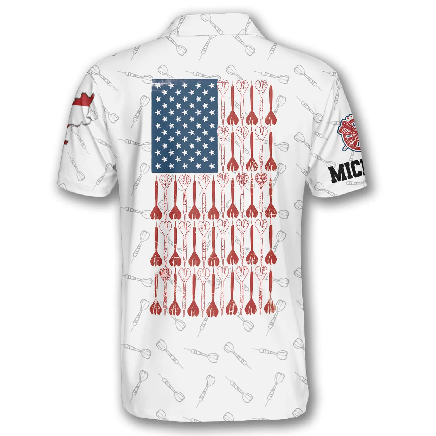 Darts Patriotic USA Flag White Custom Darts Shirts, US Flag 3D Shirt, Dart Shirt