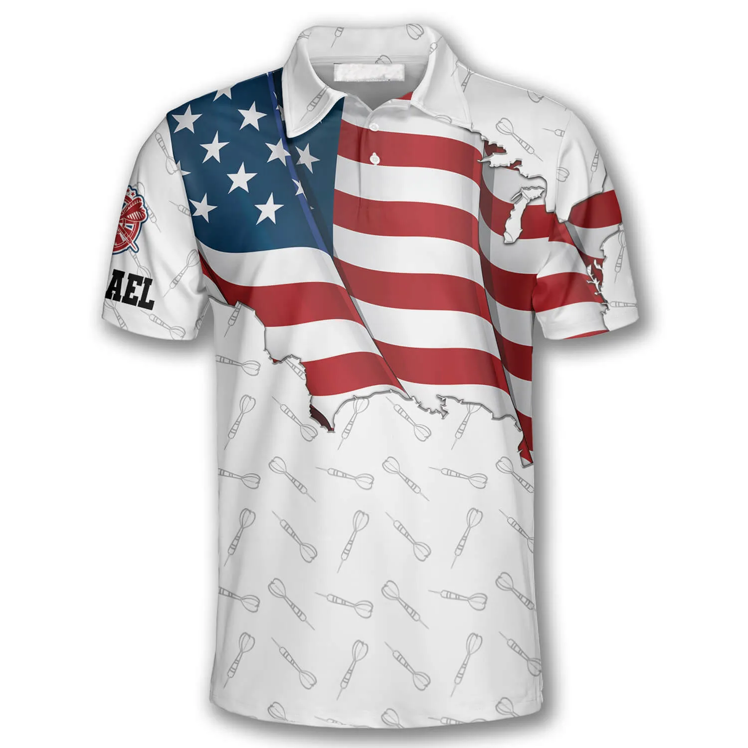 Darts Patriotic USA Flag White Custom Darts Shirts, US Flag 3D Shirt, Dart Shirt