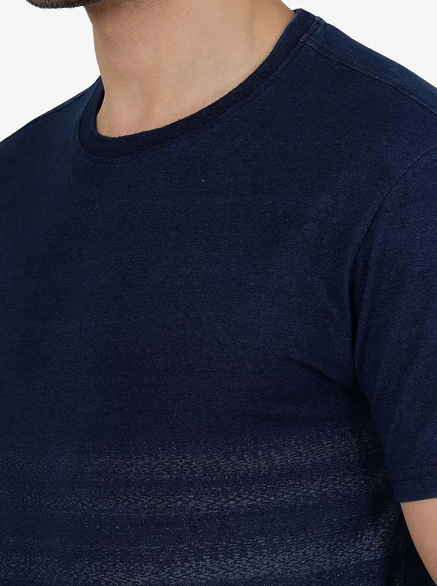 Denim Blue Solid Slim Fit T-Shirt | JadeBlue