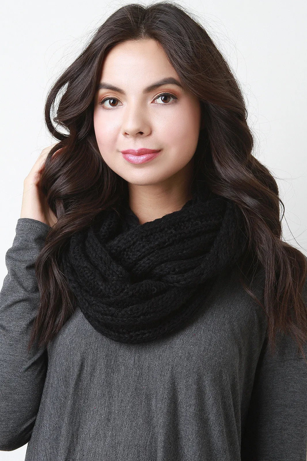 Diamond Thick Knit Infinity Scarf