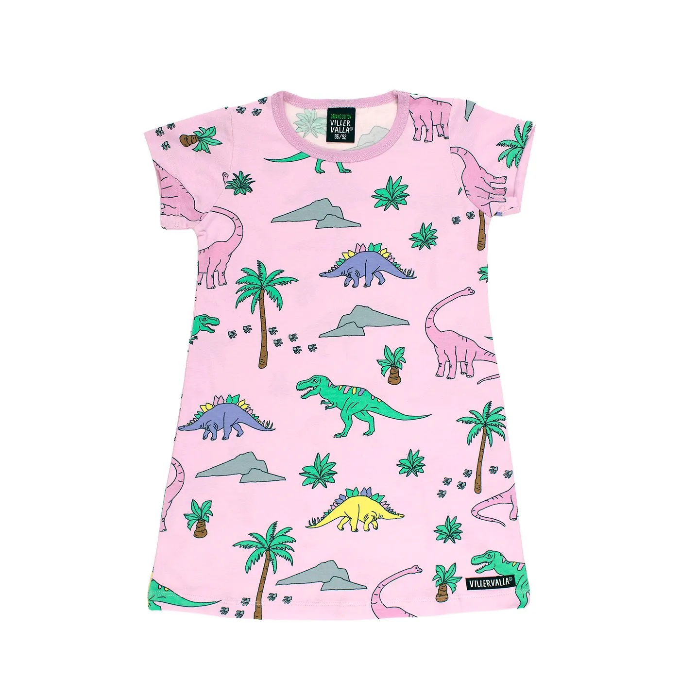 Dino Short Sleeve Dress - Light Bloom - 2 Left Size 8-10 & 10-12 years