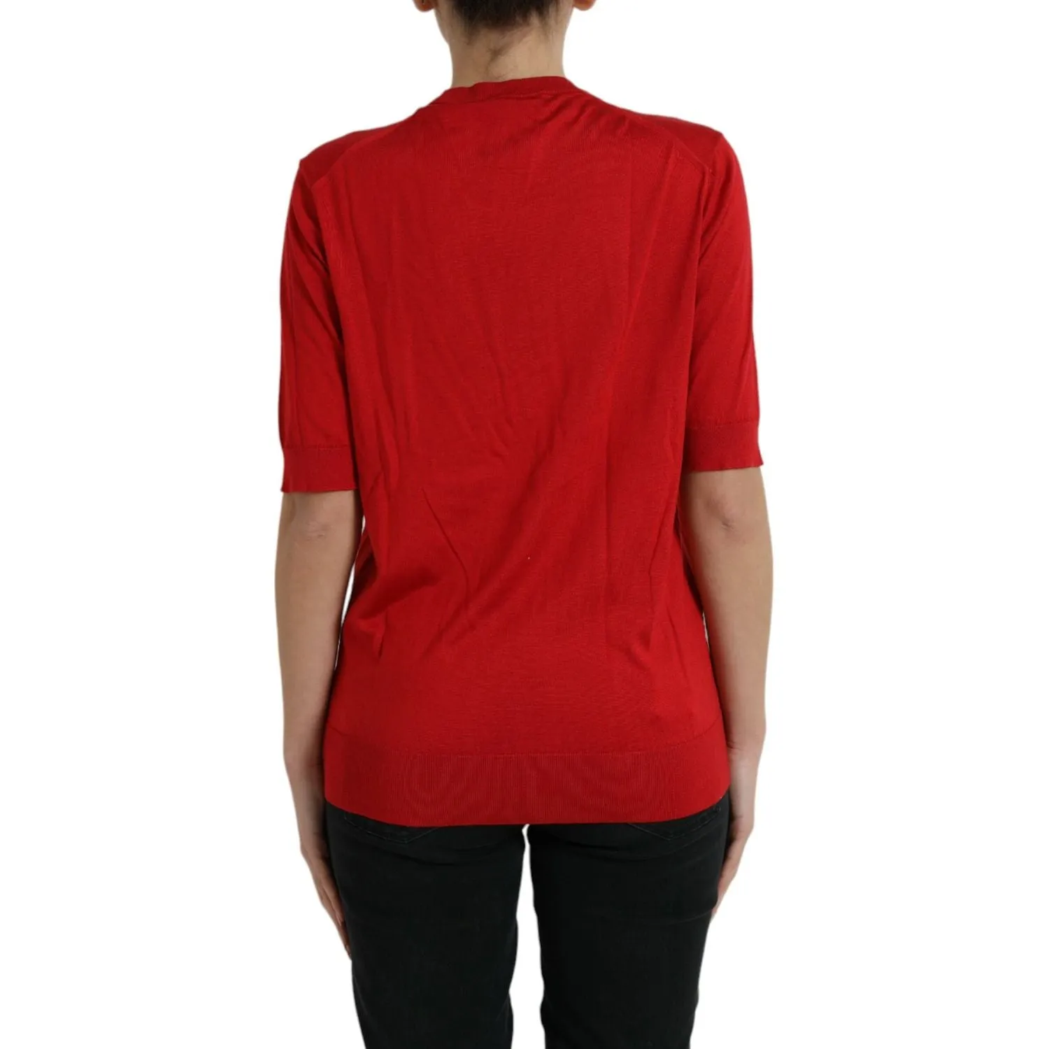 Dolce & Gabbana Silk Red Crew Neck Top