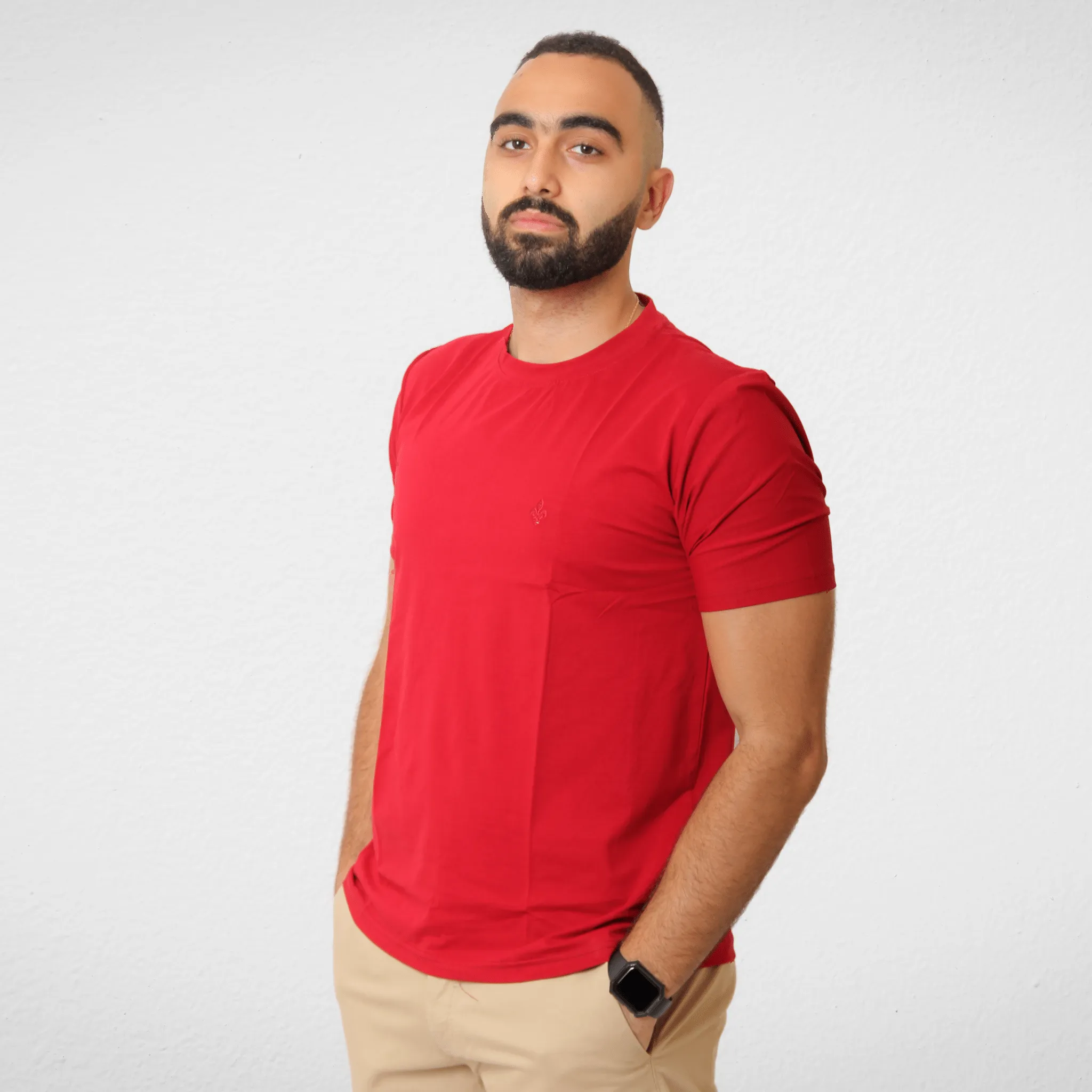 DUCHY Men "Basic" T-Shirt - Burgundy  (100% Cotton)