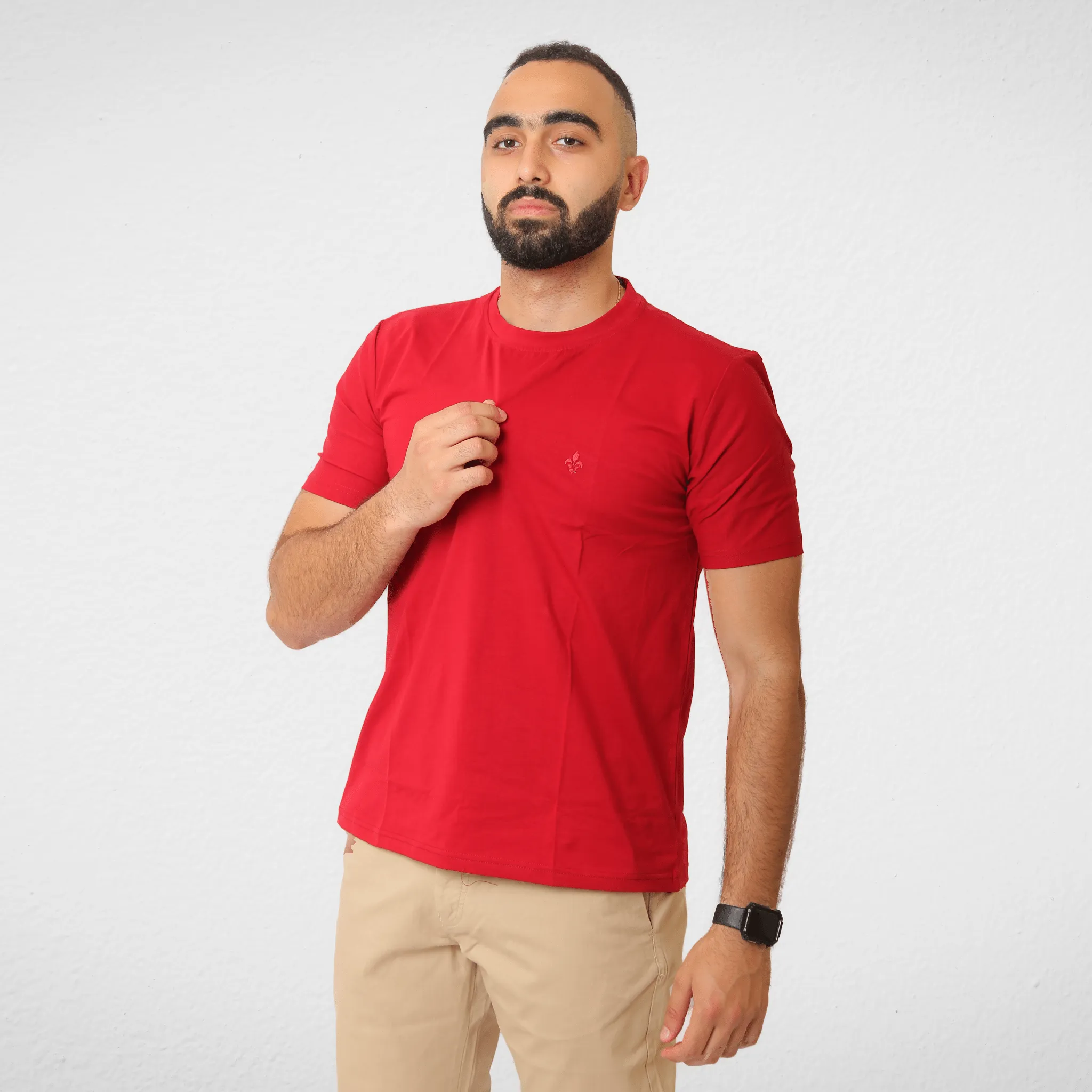 DUCHY Men "Basic" T-Shirt - Burgundy  (100% Cotton)