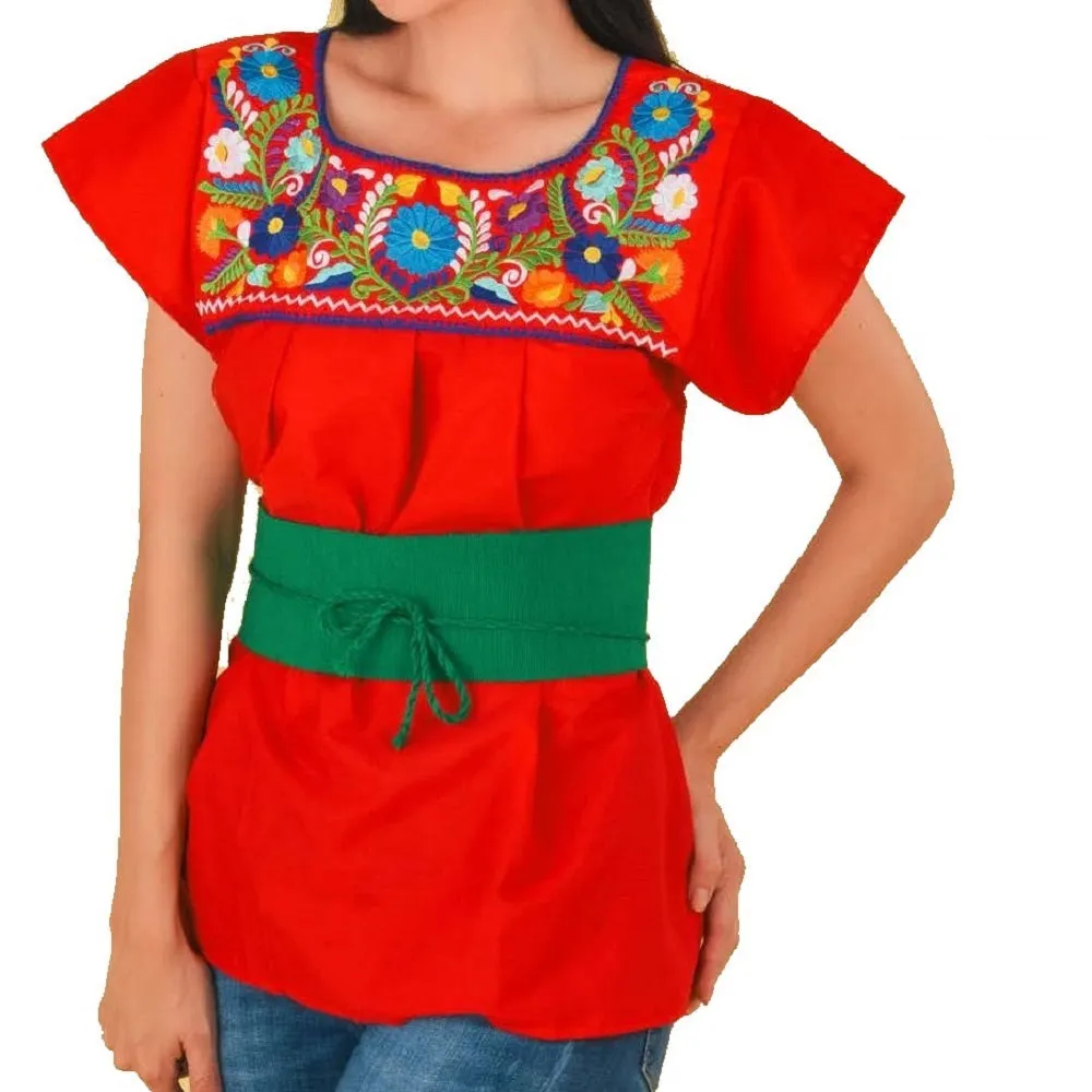 Embroidered Blouse NA-TM-77325 Red