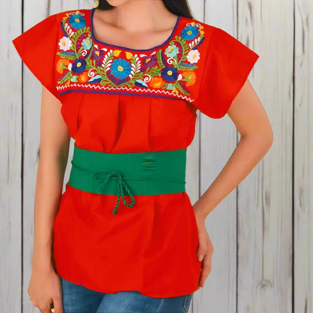 Embroidered Blouse NA-TM-77325 Red