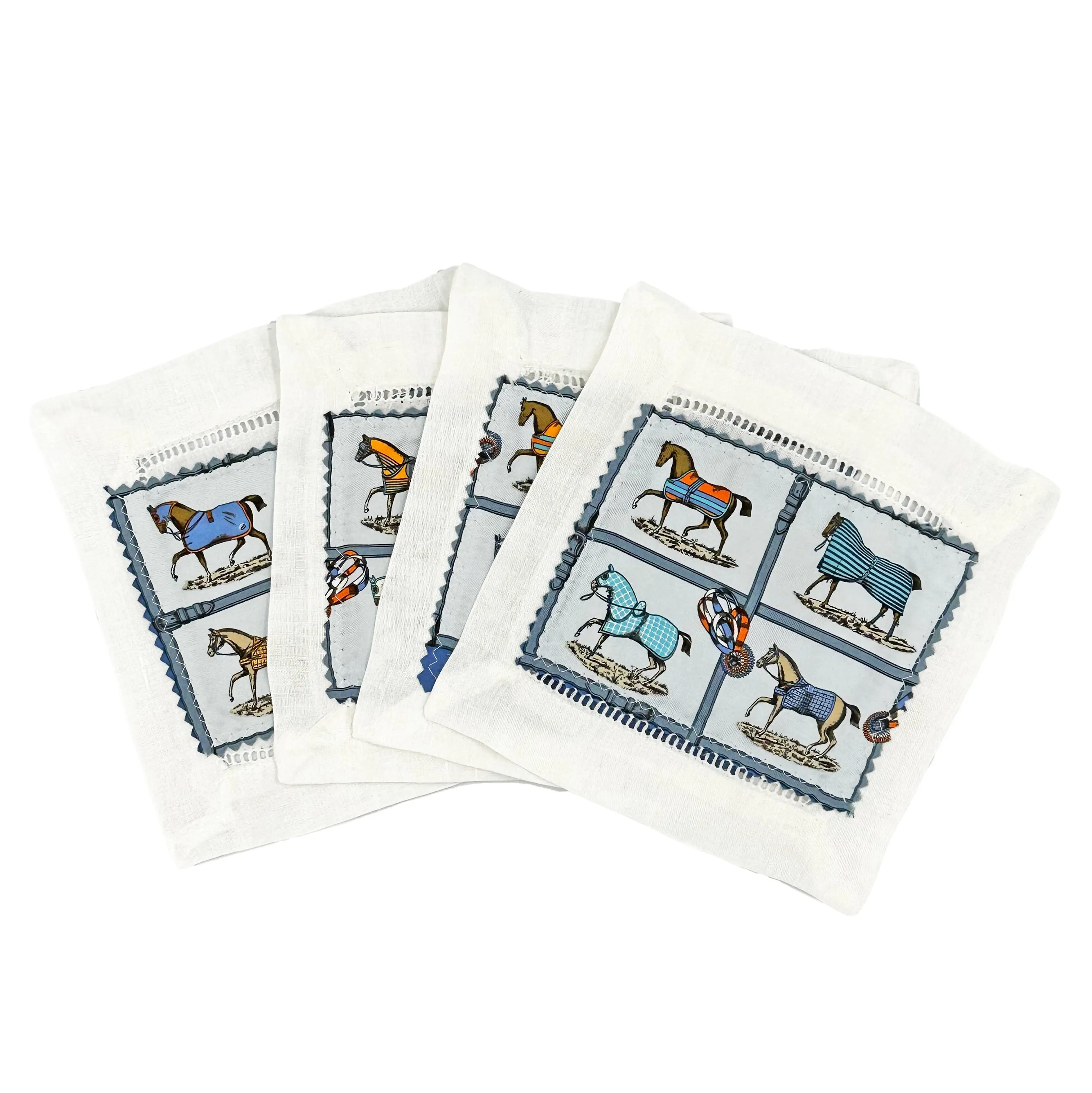 EQUESTRIAN White Cocktail Napkins - Set of Four