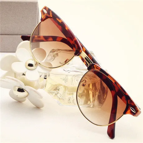 Fashion New Cat Eye Women Sunglasses With Vintage HD Lens Brand Designer Glasses Men Oculos de sol High Quality UV400