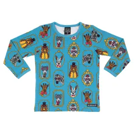 Framed Animals Long Sleeve Shirt in Sky - 1 Left Size 10-11 years