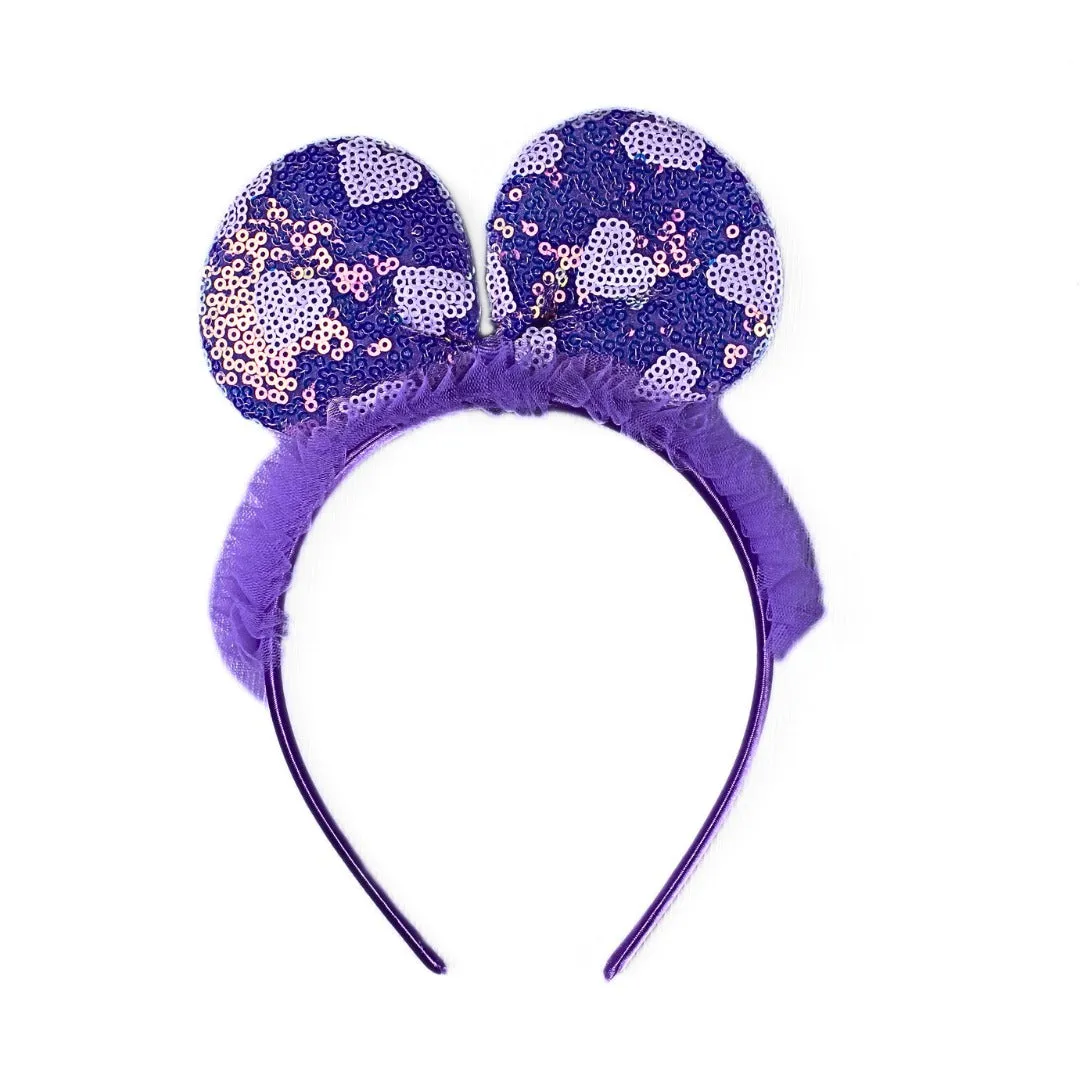 Girls purple sequin ear hair band