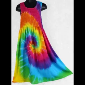 Girl's Rainbow Spiral Tie-Dye Tank Dress (Ages: 4, 6, 8, 10, 12)