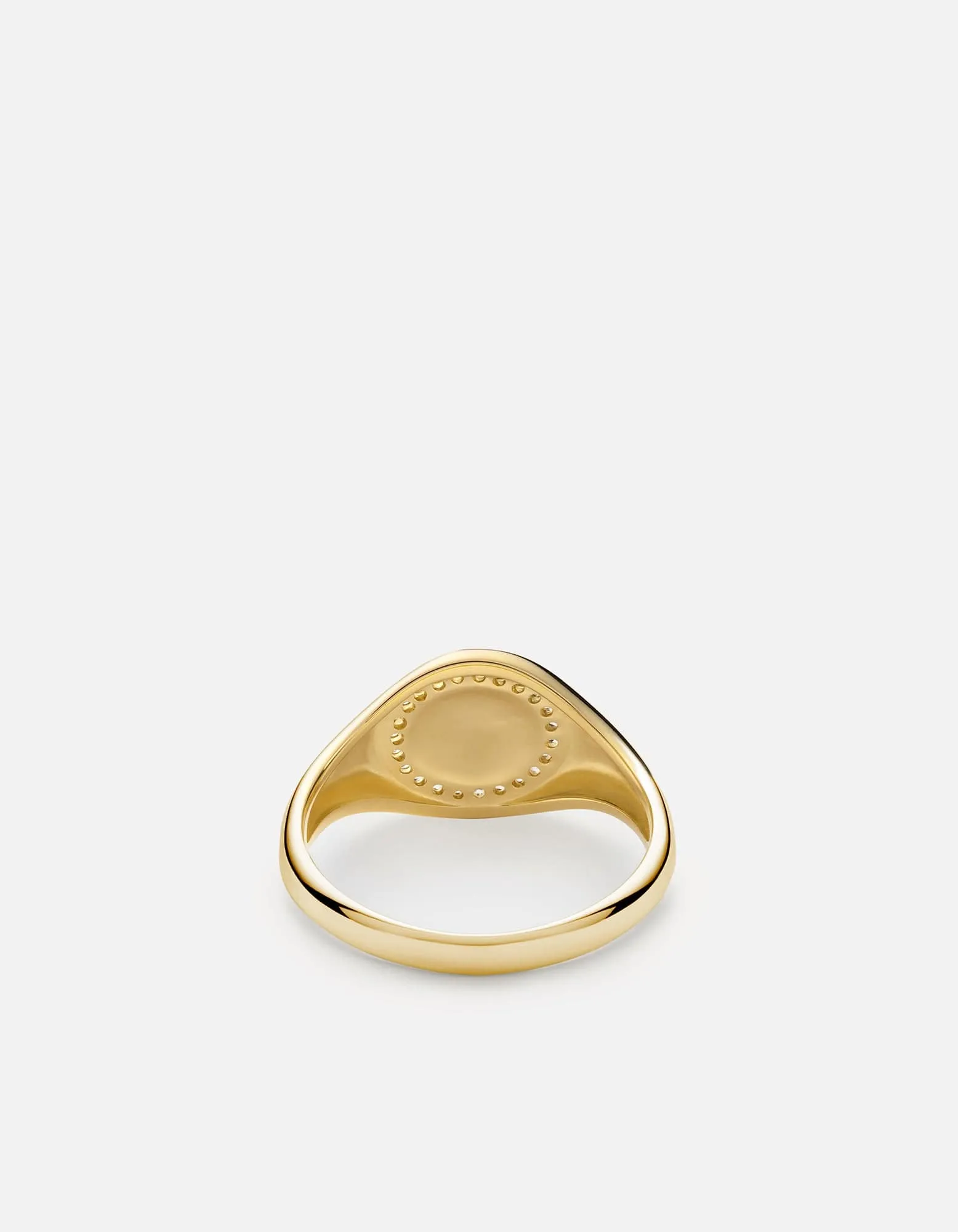 Halo Signet Ring, 14k Gold Pavé