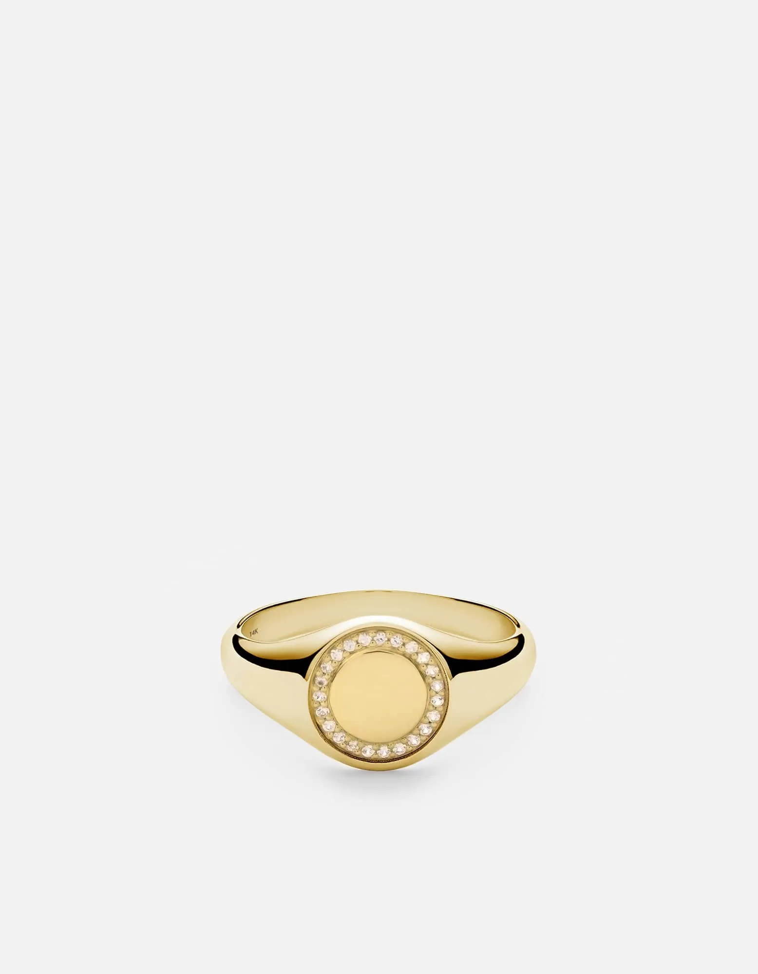 Halo Signet Ring, 14k Gold Pavé