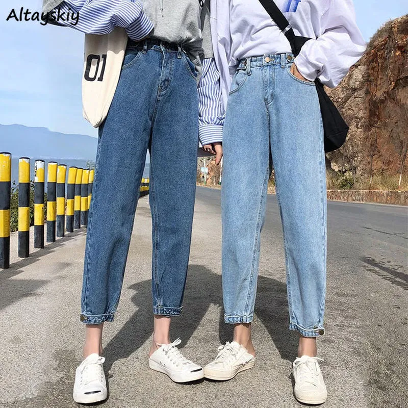 High Waist Jeans Women Korean Style Stretchy Hot Sale Fashion Slim All Match Washed Womens Streetwear Trousers Boyfriend Casual