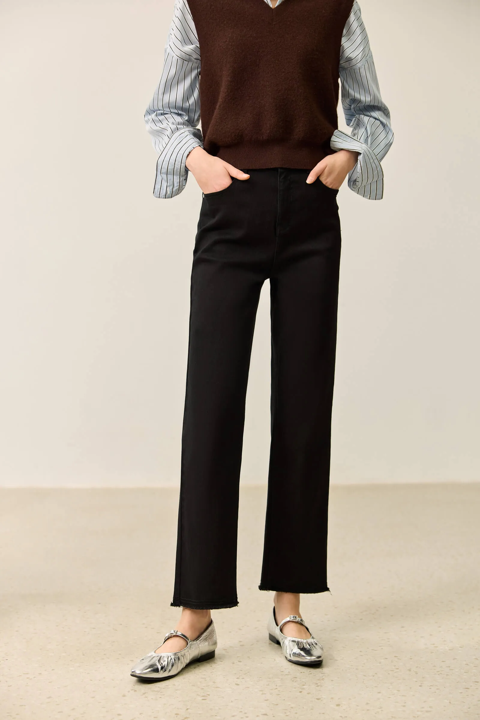 LILY Vintage Versatile Black Straight Pants