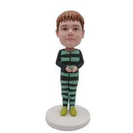 Little Boy In Striped Onesie Custom Figure Bobblehead