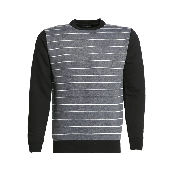 Man’s Crew Neck Knitted Sweater With Stripe Print