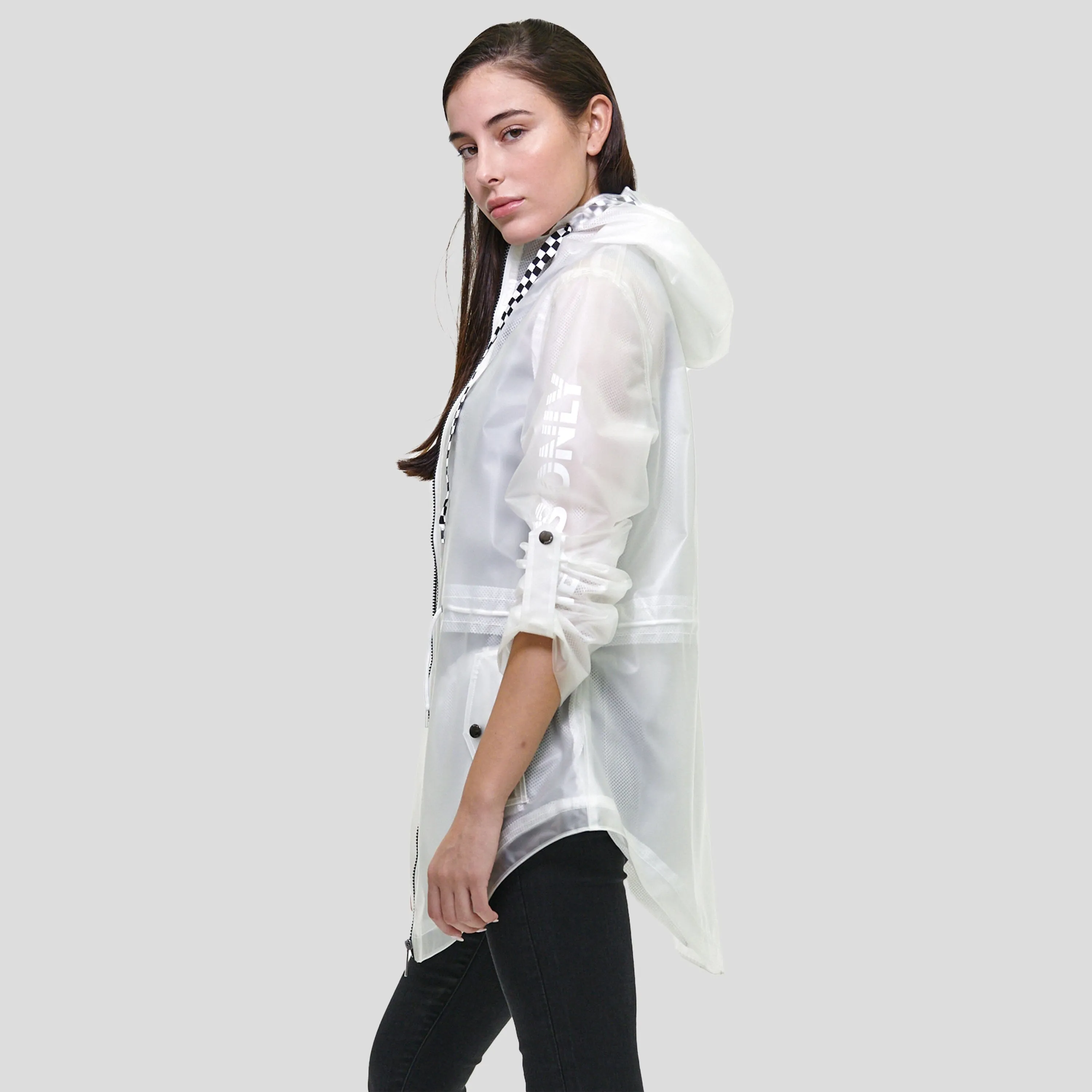 Members Only Women's Translucent Long Jacket