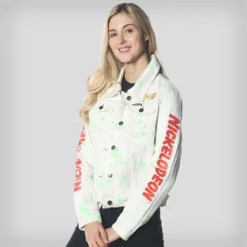 Members Only Women's White Denim Nickelodeon Trucker With Pai Jacket