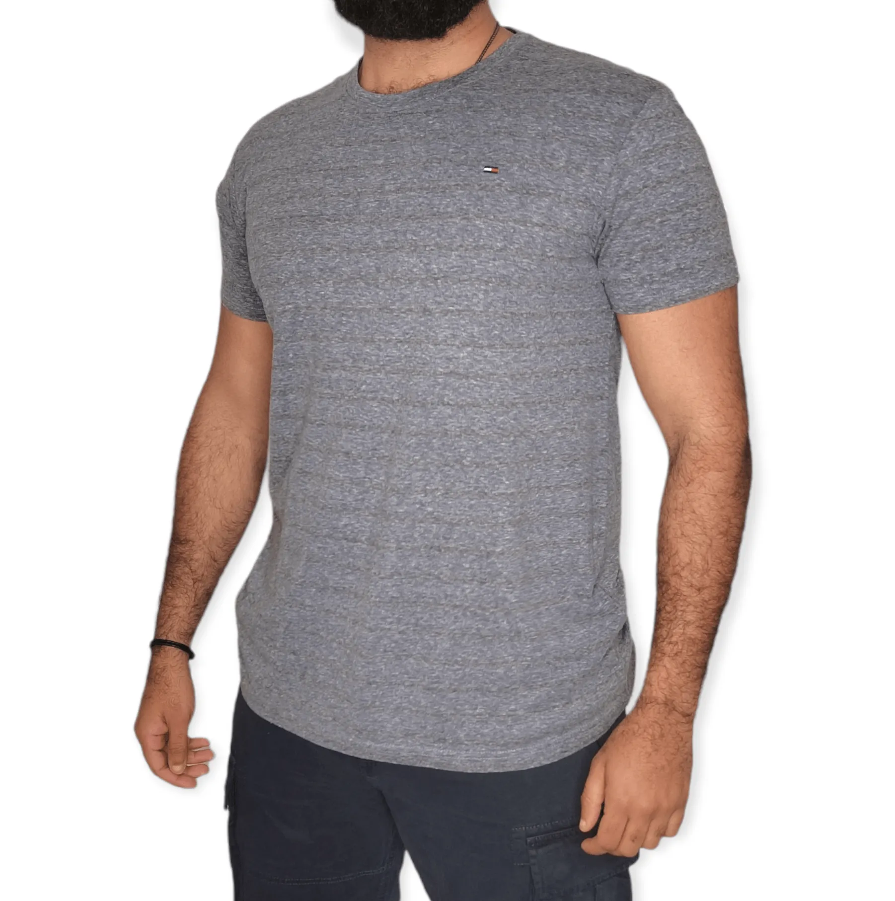 Men Tshirt - TH Basics (Slim Fit) - Grey Striped