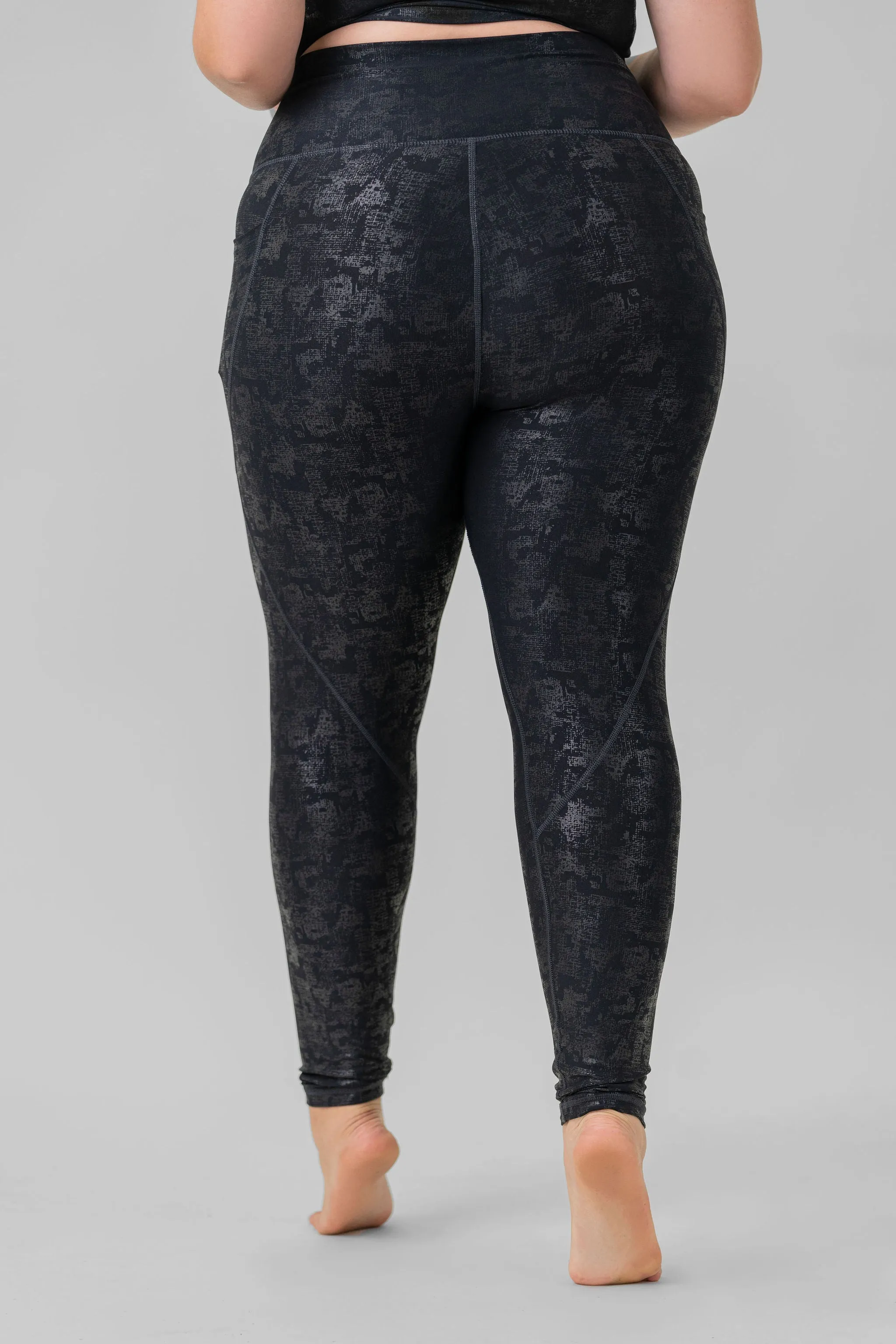 METALLIC FOIL HIGHWAISTED LEGGINGS W/SIDE POCKETS