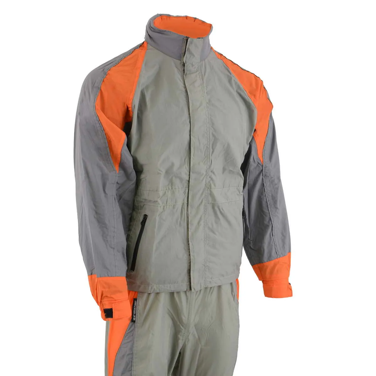 Milwaukee Leather SH2346SGO Men's Gray and Orange Water Resistant Rain Suit with Reflective Piping