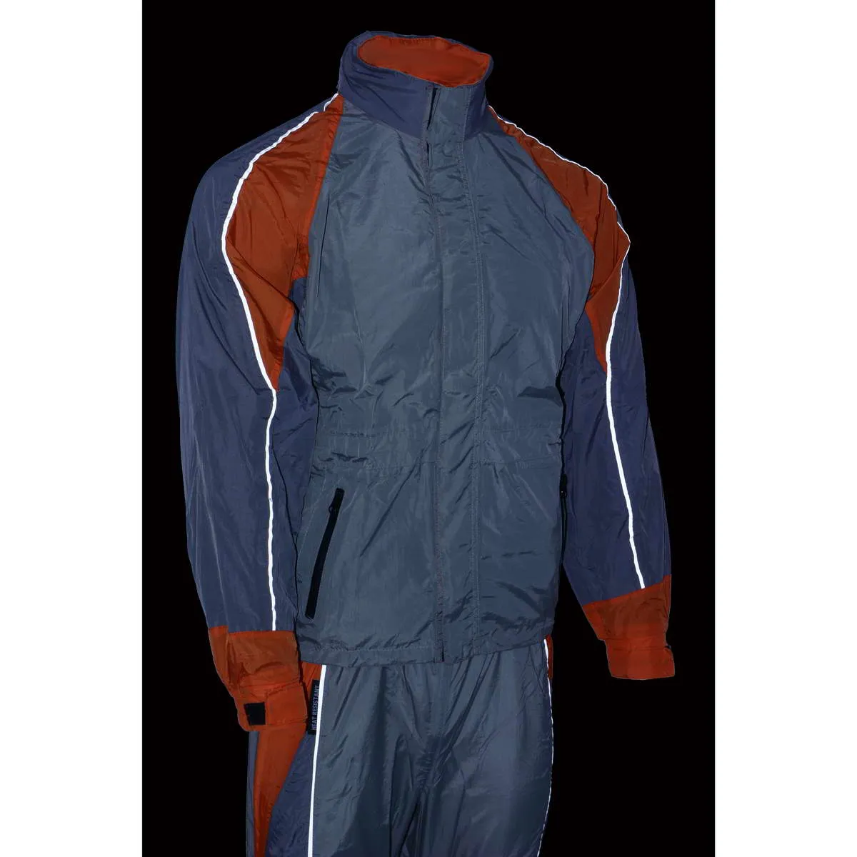 Milwaukee Leather SH2346SGO Men's Gray and Orange Water Resistant Rain Suit with Reflective Piping